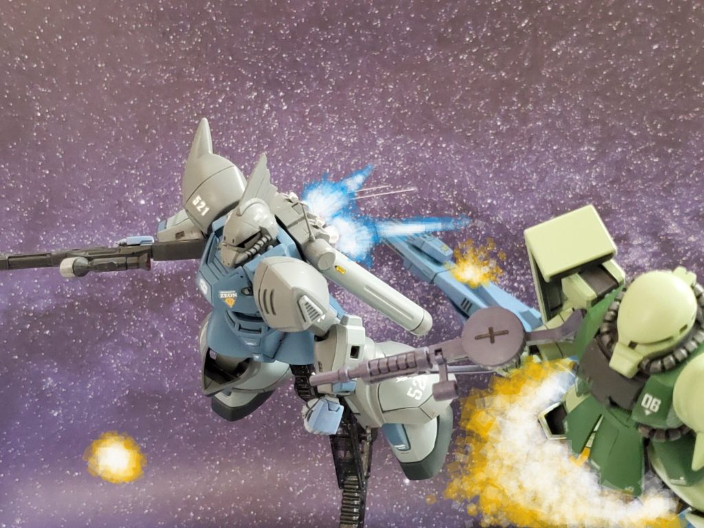 ダイス少尉がMS部隊を壊滅させた頃、バウアー中佐も連邦艦隊を撃破~👍✨速やかに帰還し宙域を離脱するジオン部隊😊✨