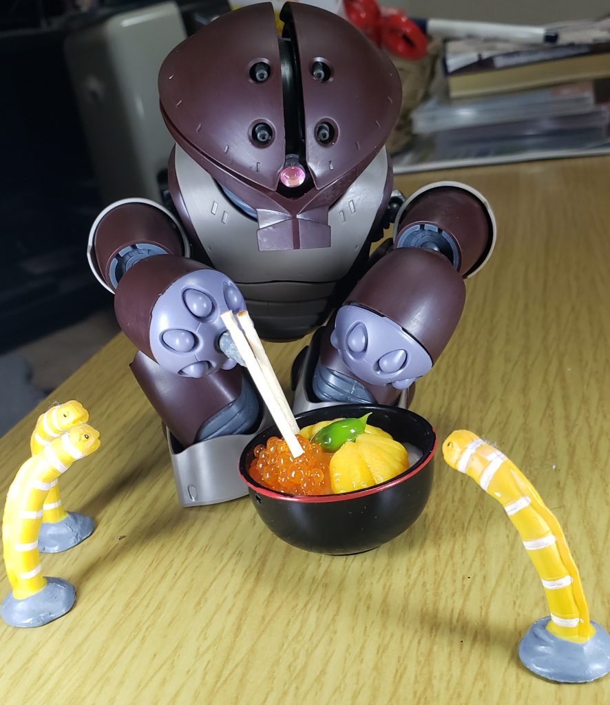 今日はウニ丼を食べました。チンアナゴがたくさん寄ってきました。