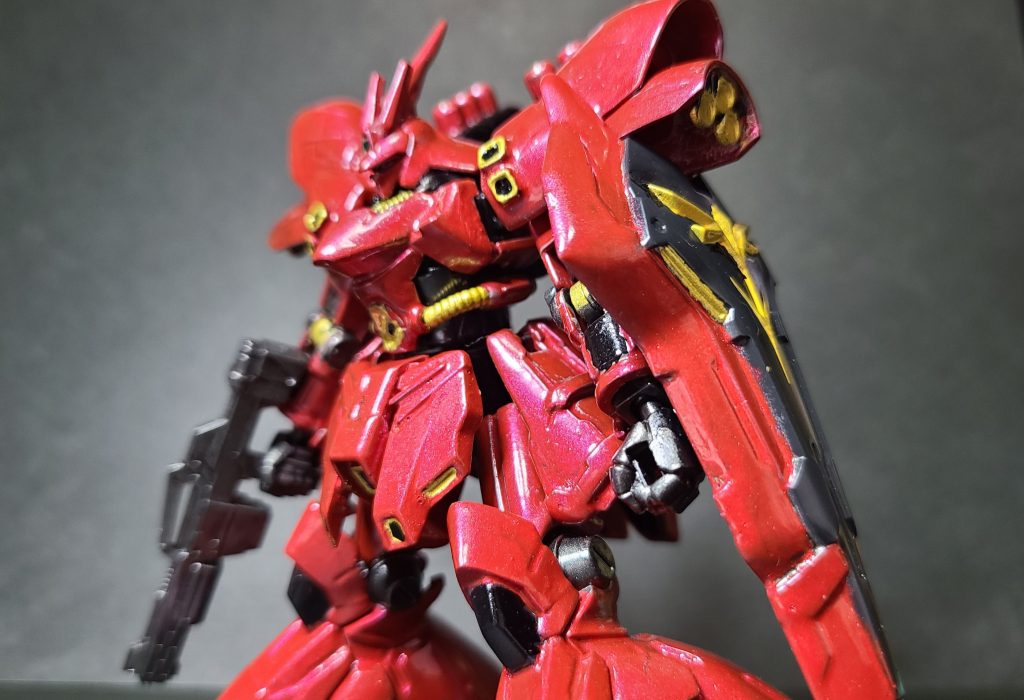 今回は自分の筆塗腕試しの試みなので、無改修無改造です。バーニア追加しても良かったのですが、塗りに専念しました！！（ほぼマスキングしてないくせに)