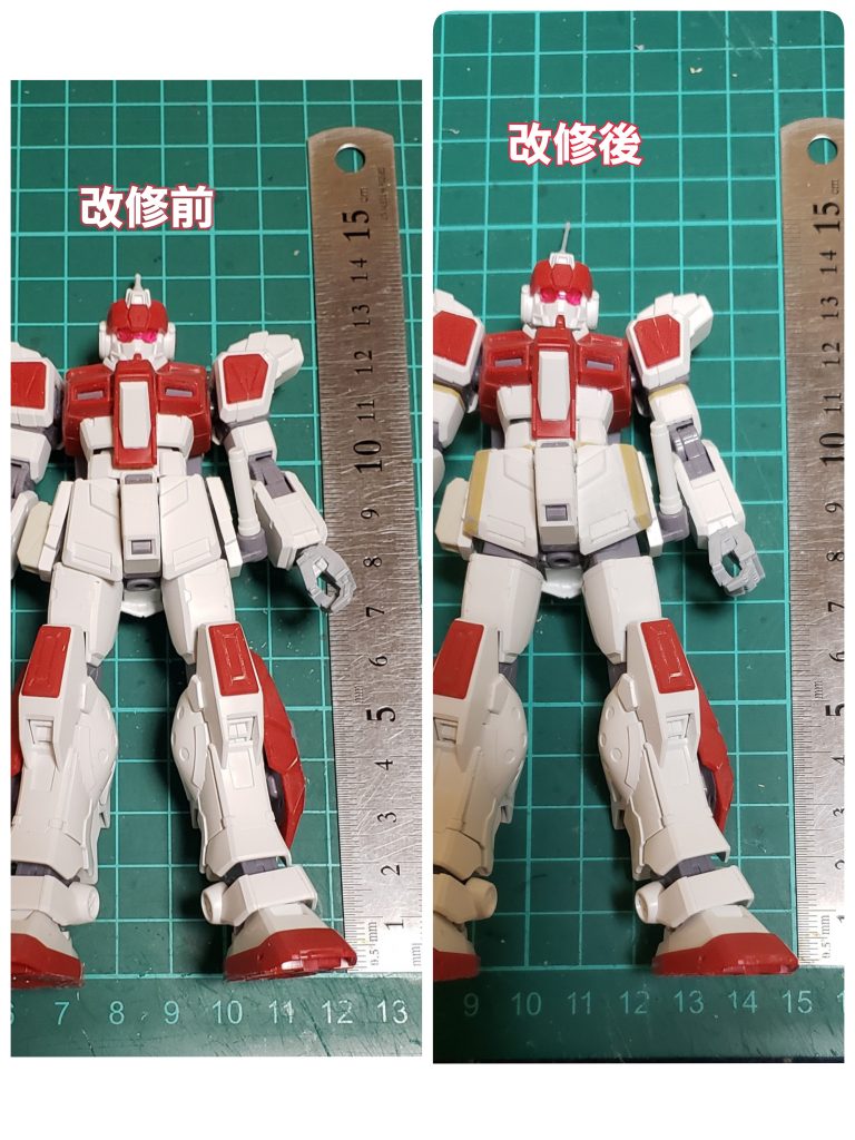 全長で4mm延長[詳細]股関節軸3mm下げ腹部1mm延長腕 バランスを合わせる為1mm延長フロントアーマー2mm幅まし