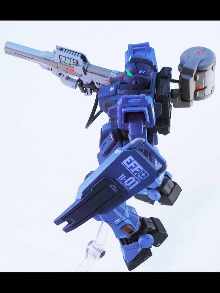 モルモット部隊ですしこういった武装の試験運用があってもおかしくないですよね(*’▽’)専用手首はガンに固定、背中のタンクは磁石で取付できるようにしました。