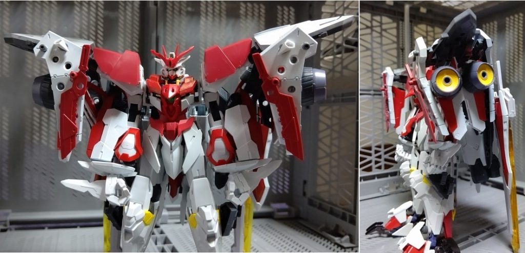 両肩のパーツを跳ね上げ、内側に収納されていた左右に二基ずつ、計四基のパワードライブユニットをフル稼働させることでフルパワーモードに。短時間だが通常時の3倍近い腕力を発揮できるが、肩や肘といった本来のコアガンダム由来のパーツに激しい負荷がかかってしまい、使用後の戦力が低下するという弱点も持つ。発動時にはあまりにも過剰に供給された余剰エネルギーが機体各部の噴出口から吹き出し