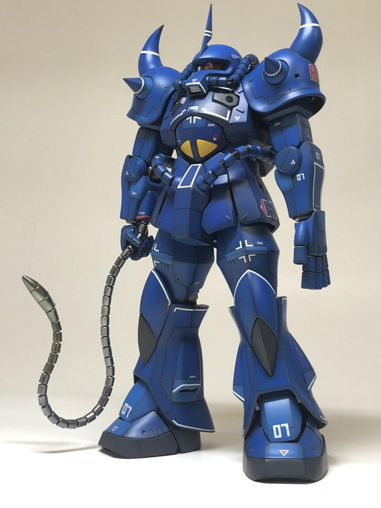 グフについては、「＝ランバ・ラル専用」というイメージがこびりついてて、そのあとやられメカになったグフではないものを！と思って作っています。