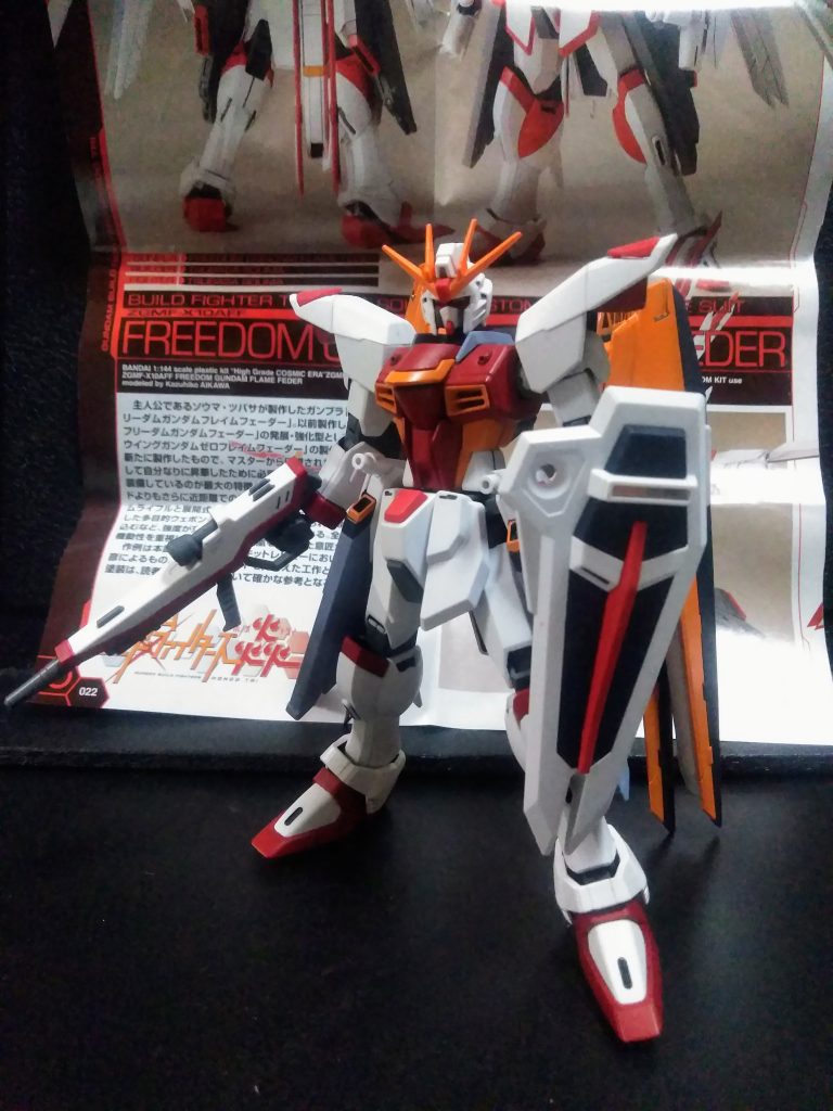 『ホビー ジャパン誌内』にて連載されていた小説『ビルド ファイターズ トライ 炎』         その主人公である『ソウマ・ツバサ』が操るガンプラです。まぁ、この状態はカラーリング変更だけですが😏