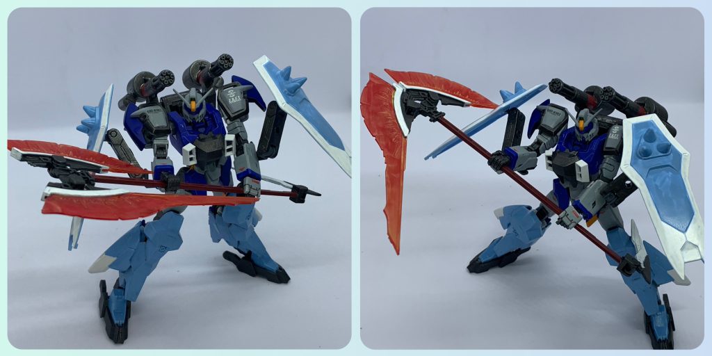 可動軸を設けたおかげでMGのオリジナルである鎌モードを再現可能。基本的にはCSスラッシュザクファントムを使って。足はサタニクス。