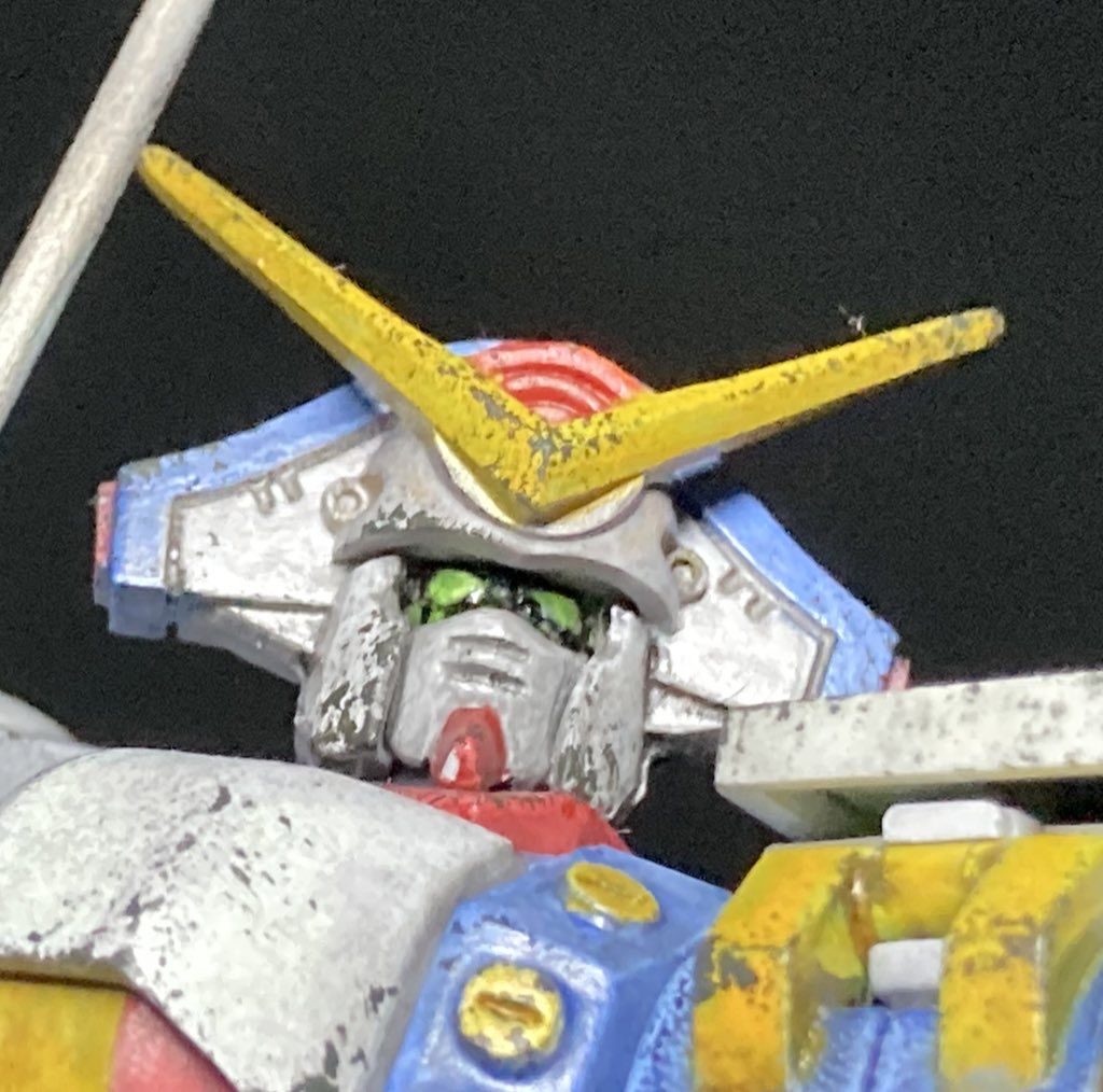 顔アップ。細かいディテールアップはもうちょいやり込みが必要ですね💦マスク部は切り取って少し後ろに下げてます。