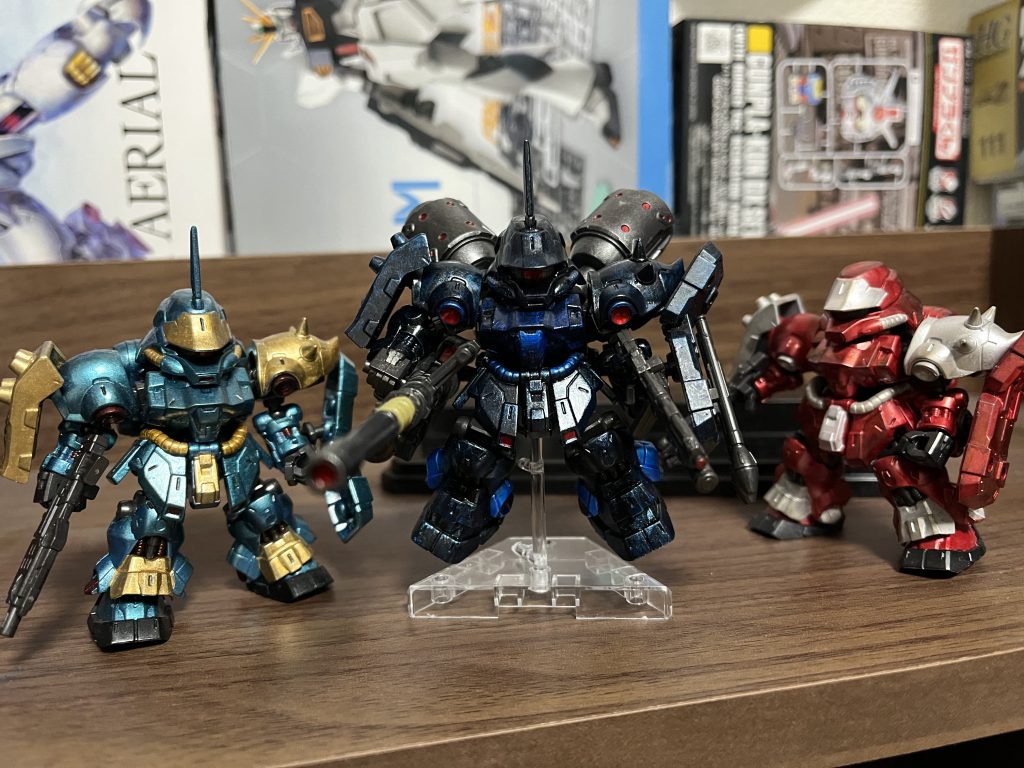 自分の半年間の制作の歴史はギラドーガと共に!とりあえず思いつきをチャレンジするのにちょうどいいサイズ感!一家に5〜6機、食玩モビリティジョイントはいかがでしょうか?てかジェガン出して!