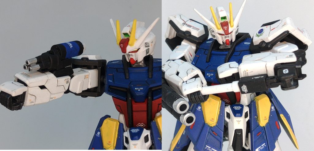 腕部ハードボイルドにも肩部のオプション兵装が装備可能なのでパック無しの状態でも装備による対応力がある。