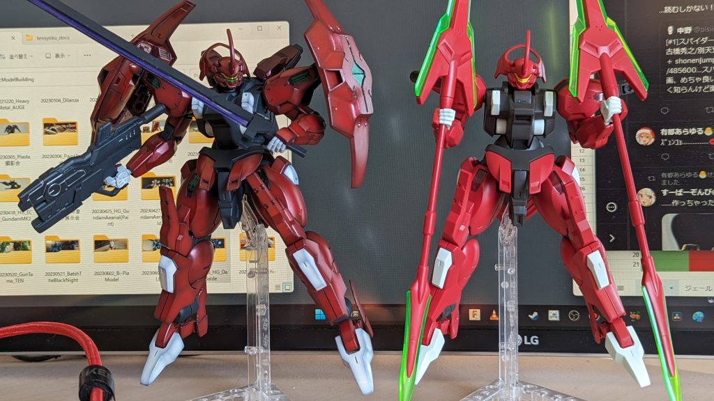 そして良くあるビフォーアフター芸はこちらとなっております。肩シールドの斜めに立ち上がってる部分、もう少し細く作ればよかったかな?というのは若干後悔ポイントですがキニシナイ!!wにしても同キットをミキシングして作ったので・・・余るんだよねぇ・・・