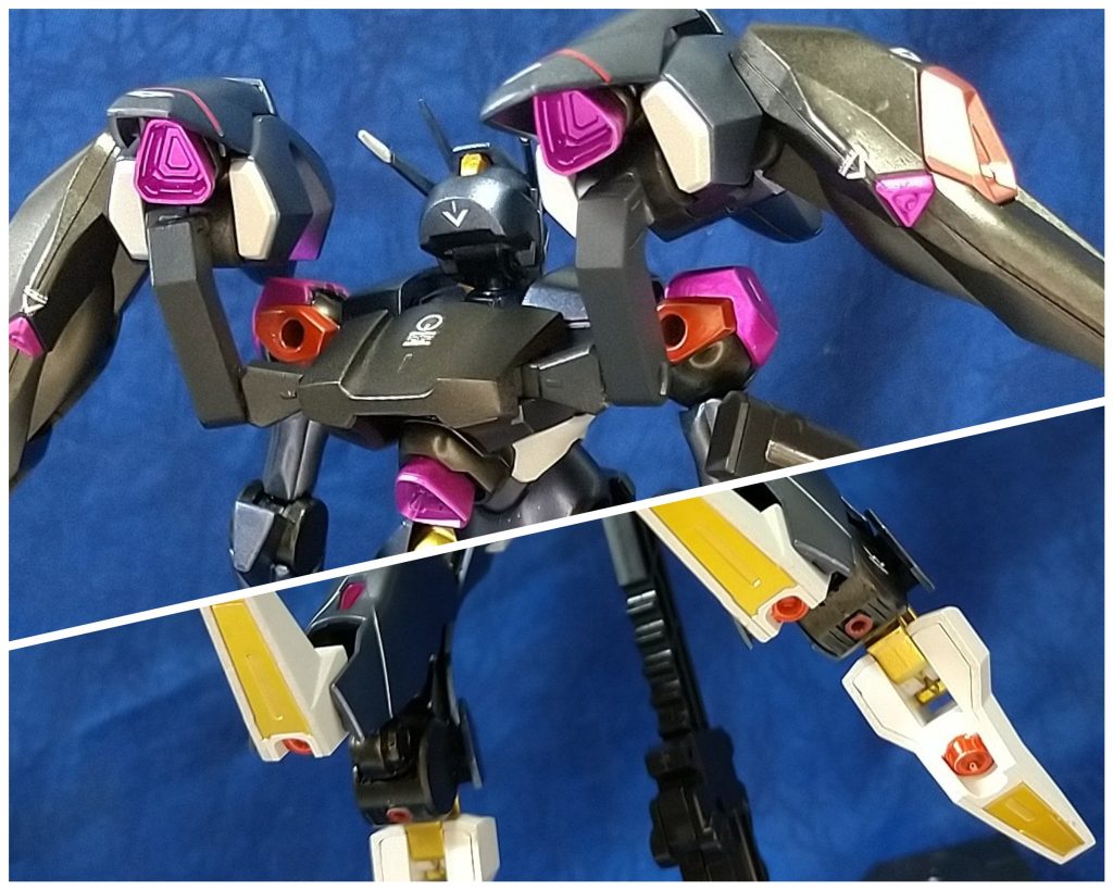 バックパックはメタリックダークブルーとメタリックブラックのツートンカラーに。肩とか足裏とかいろいろと色分けしてみました。