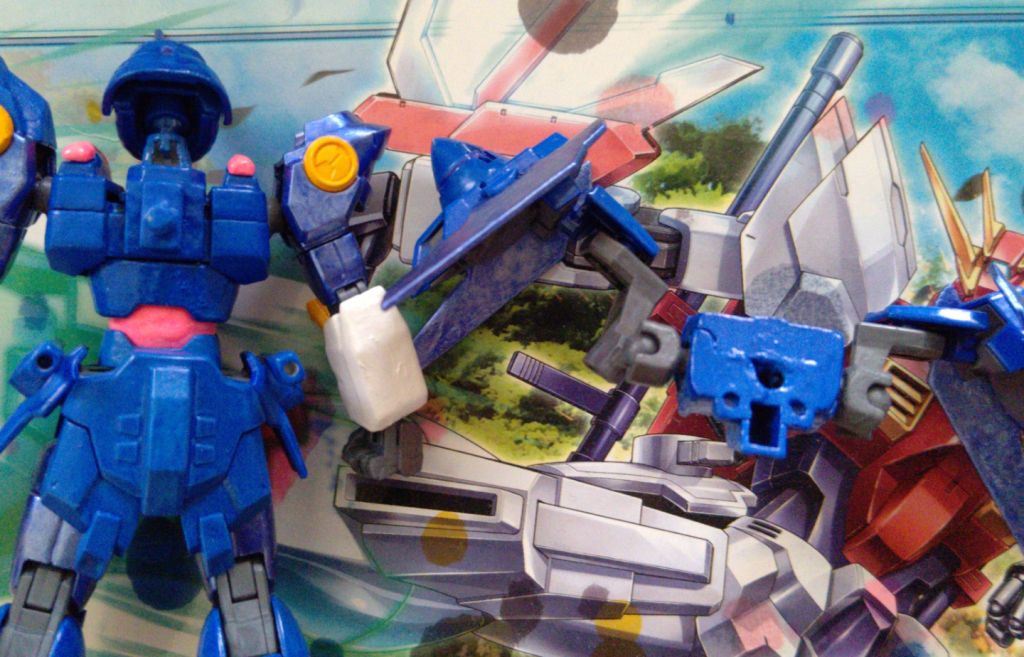 背中の取り付け部分元々あったジョイントを廃してHGACウイングガンダムの腕ジョイントを移植背中はダブルオーダイバーから切り離してますアーム部分はボールデンアームズで延長