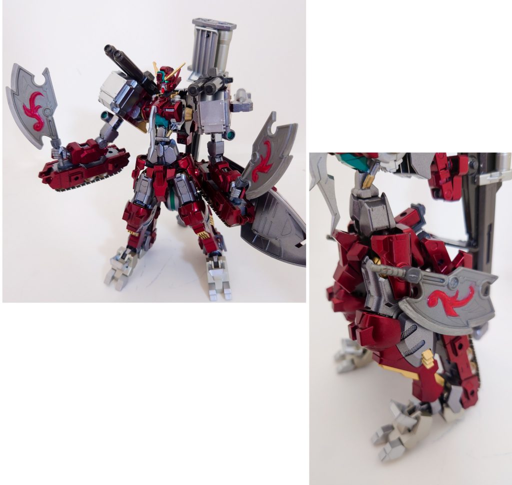 腰に近接武器として、ハンドアックスを携帯しており、切ってよし、投げてよしの武器です。