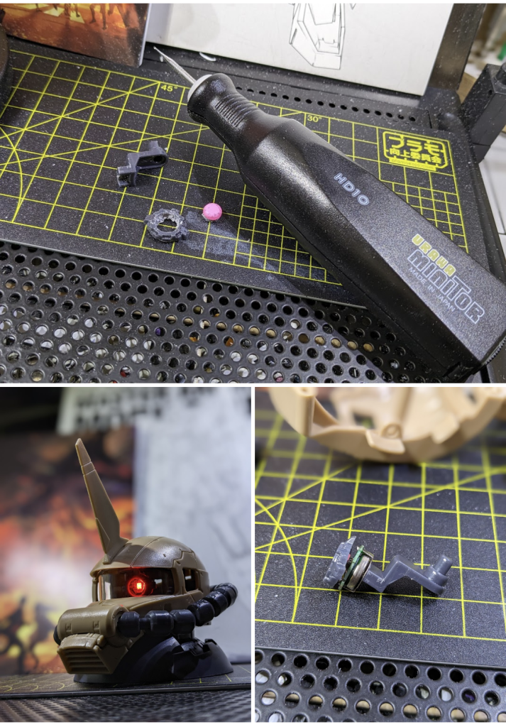 後日エグバ機も加工しました。この時はリューターを持ってたのでめちゃめちゃ簡単に作業が終わりました。僕にはまだまだ本格的なリューターは必要ないですが、この電池式のを持ってるだけでその後の色々な作業が快適になりました。あったらめちゃめちゃ便利です!