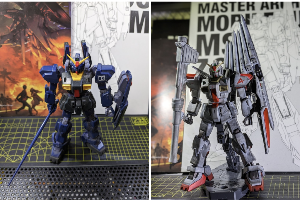 ビフォー&アフター。始まりは甥っ子が小さい頃に作って放置してたMK-Ⅱをガンプラの加工の練習も兼ねて作り直す事でした。(本人の許可済み!このあと返却します。)