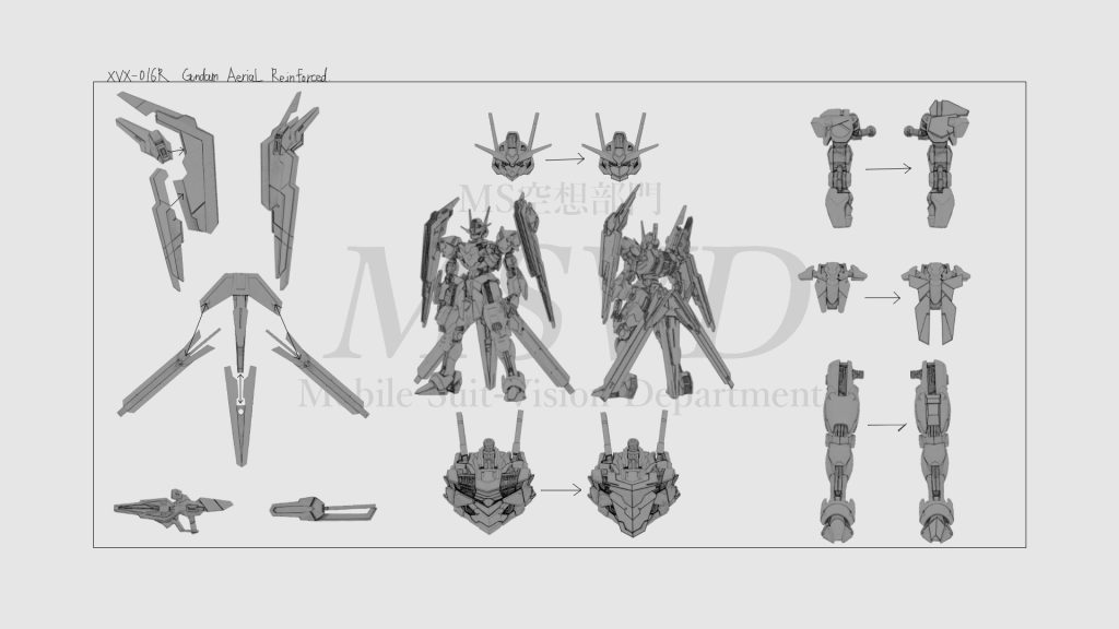 MSVD動画内で基本工作編の各セクションの区切りで使用している「設定画風のアイキャッチ」をまとめたものです。このページにおける本作品の¨ガンプラ¨としての説明は明らかに不足していますが、どのように改造しているのかは上記の図をご覧くださるか、本作品の動画をご視聴ください。