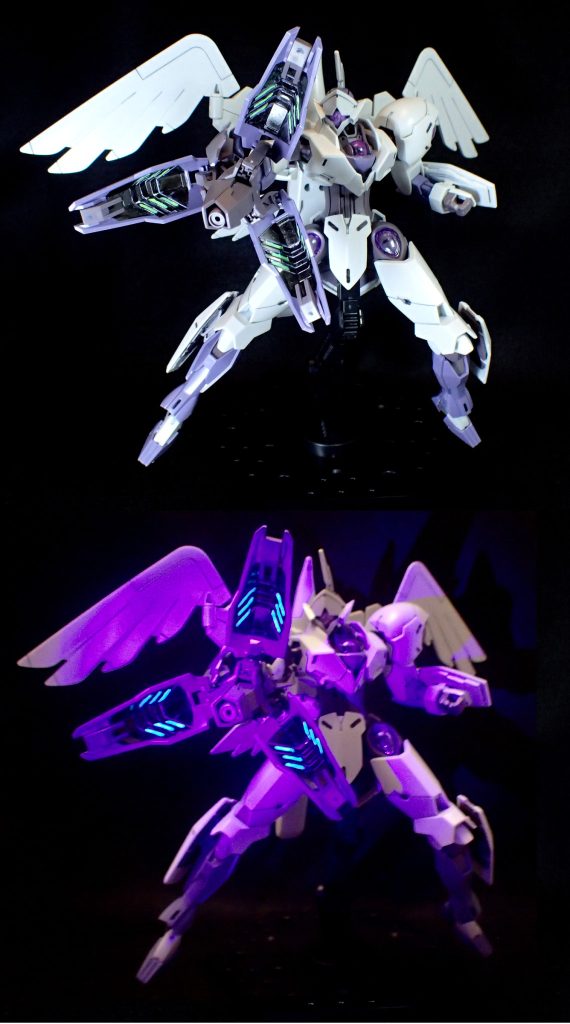 この改修によりベギルペンデのリンクが無くても周辺範囲にアンチドートの影響が及ぶようになりましたが、周辺への影響力は良くてビームブレイサー前方の50%程度。さらに、消費する出力も向上してしまいました。ガンマカで光るようにしたのは個人的な好みです✨