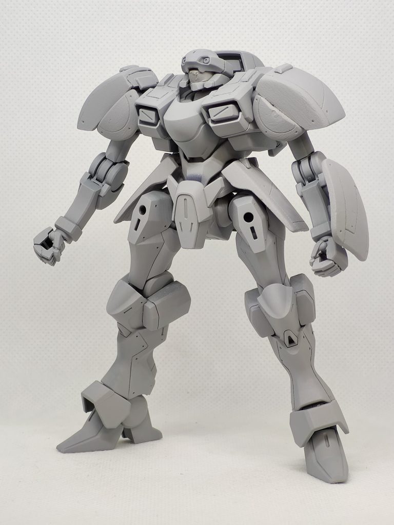 装甲、ディティール追加後、グレーサフ塗装