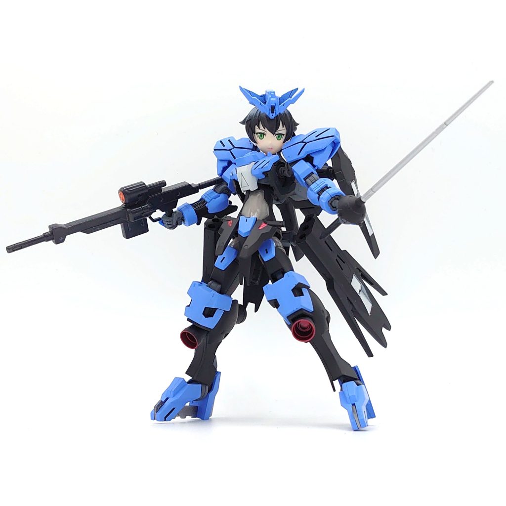 カラーレシピ青：ガイア 雪ミクボディブルー黒：クレオス ミッドナイトブルーorエナメル ブラック白：ガイア ニュートラルグレー1赤：クレオス GXメタルレッドグレー：メカサフ ライトグレー腹・ふともも：クリアブラックシルバー：ガイア フラットシルバーなど