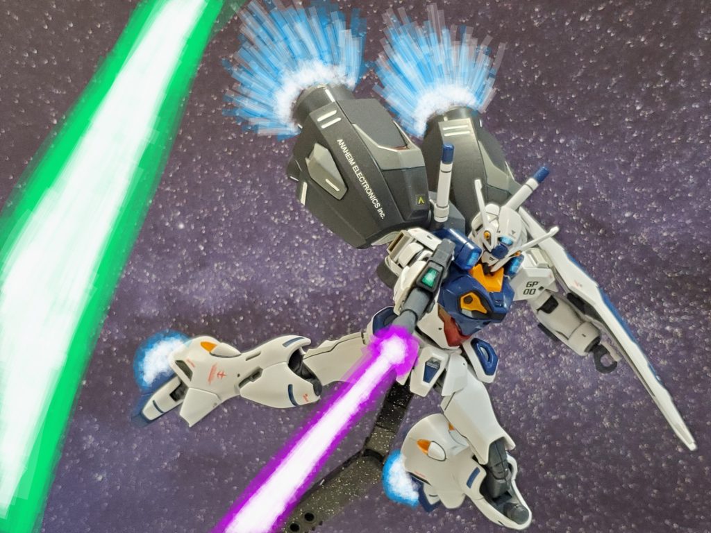 ビームライフル、ツイン・ビームバズーカが飛び交う中、両機ともカスリもせず決定打を許さない😅💦ギャレット少佐は高次元の2人の戦いに息を飲む…😓