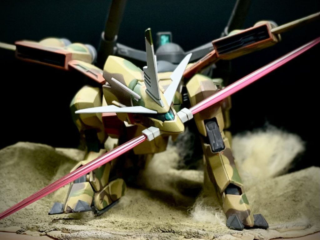 正面の写真砂漠の傾斜と砂埃のぼかし、ラゴウのアングルがいい感じでお気に入りの一枚