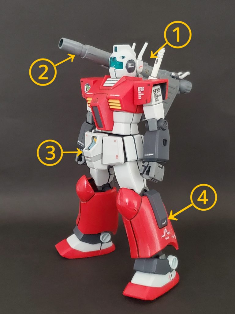 では、今回の制作レポート~✴️ジムキャノンを名乗る上で外せないと思われる箇所にポイントを絞り制作してます😌✨①後頭部にあるアンテナ部分をガンキャノンから移植手術~👨⚕️🏥詳細は下記にて❗②なくては話が始まらない右肩キャノン砲~💥右肩部分の形状再現は技量不足で困難なため、バックパックからの可動式にしてます💦詳細は下記にて❕③以前のモンシアジムの際には腰パーツ全部をガンダムのものを使用しましたが、今回は加工技術がレベルアップ?し前面のみ交換しております😌✨④ジムキャノンを表現する上で欠かせないふくらはぎ🦵部分❕まるっとガンキャノンのパーツに交換しました🎵詳細は下記にて~😅