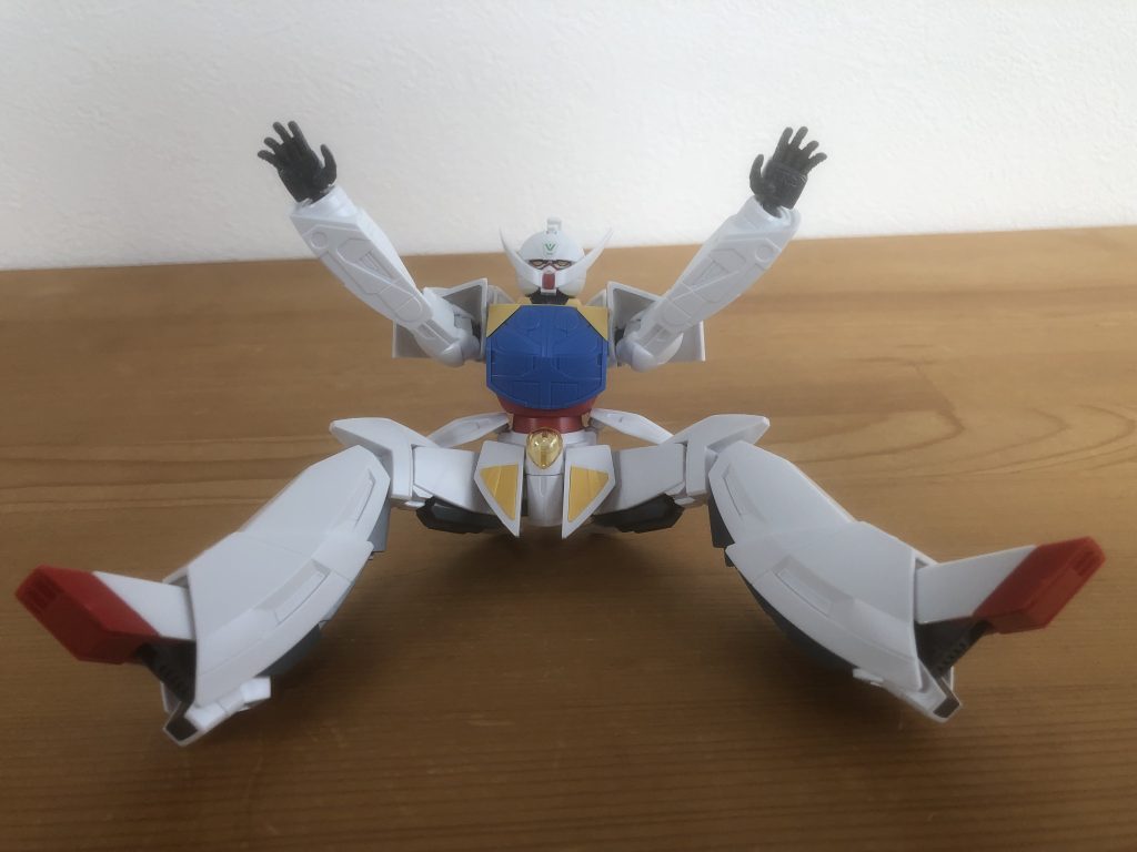 洗濯物を干すポーズ。