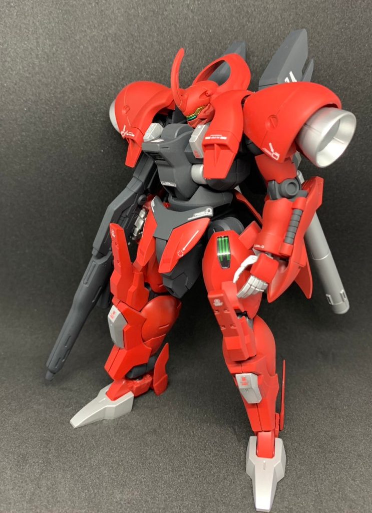 立ち姿です。型式番号はダリルバルデのＭD-0064にビルド機体の意味を込めてＢを付けて、ガーベラテトラの０４、スタインの０６を足してBMD-0074にしました。