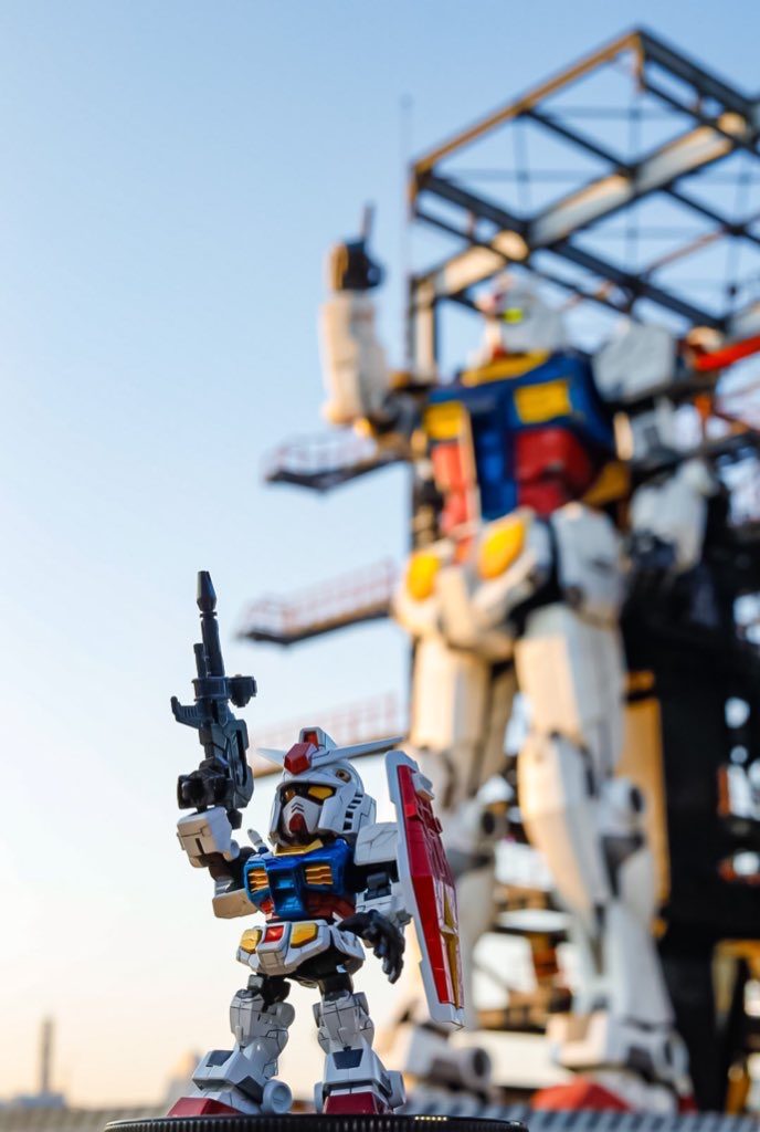 目標だった横浜ガンダムとのツーショットを果たす!ちょっと影で暗い!😭