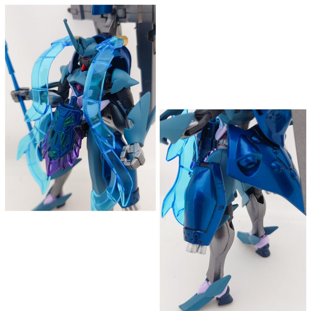 足の部分とスカート部分は、推進力強化のためのスラスターを装備しております。