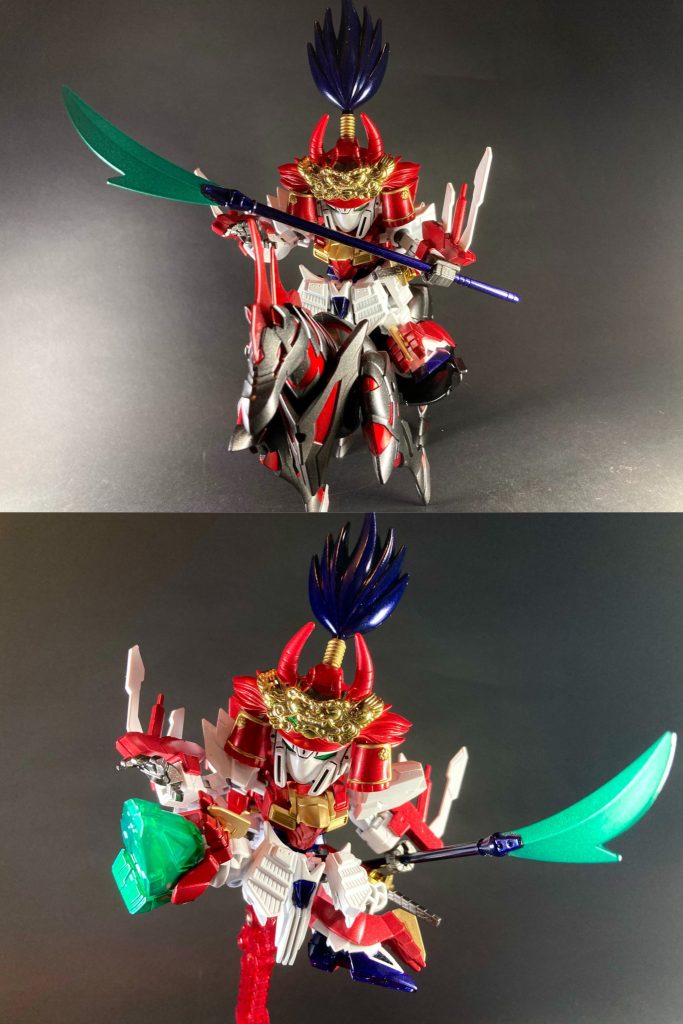 甲斐の虎🐯信玄ゴッドガンダムの四男坊。若くして勇猛果敢で武芸に優れ、ムシャワールド最大最強と恐れられる精鋭騎馬軍団の一翼を担う。自ら軍馬を駆り大薙刀を奮って敵将に一騎討ちを挑む熱血闘将タイプ。戦術眼にも長けた有能な指揮官の一人で、父・信玄の神算鬼謀を忠実に遂行する。