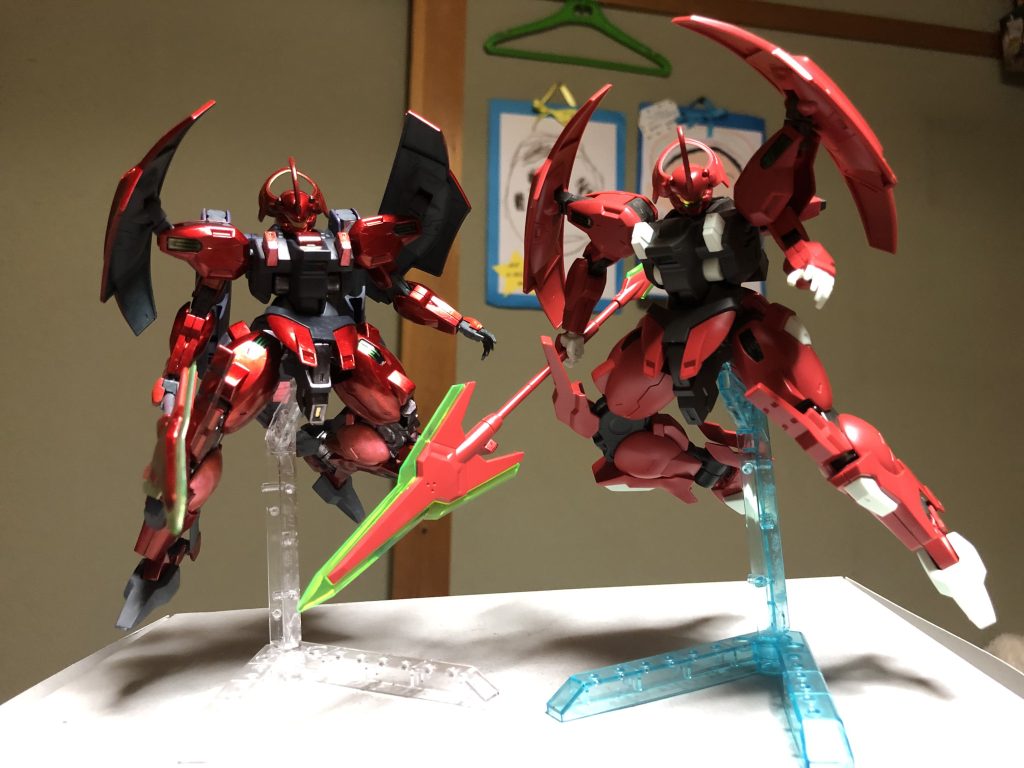 未塗装品と並べて。