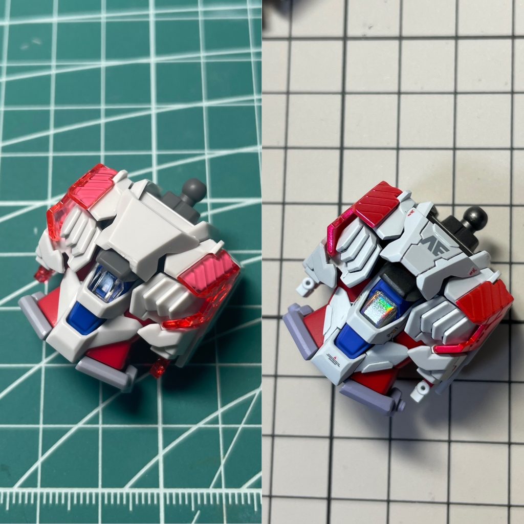 胴体のビフォーアフター。キャノピー部分はホログラムフィニッシュです。