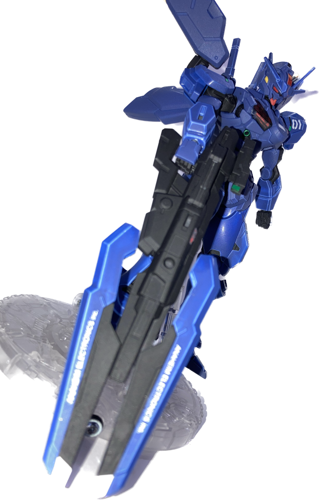 「ガードブレイド!」銃の先に分裂させたシールドを取り付けることで近接用の武器になります。