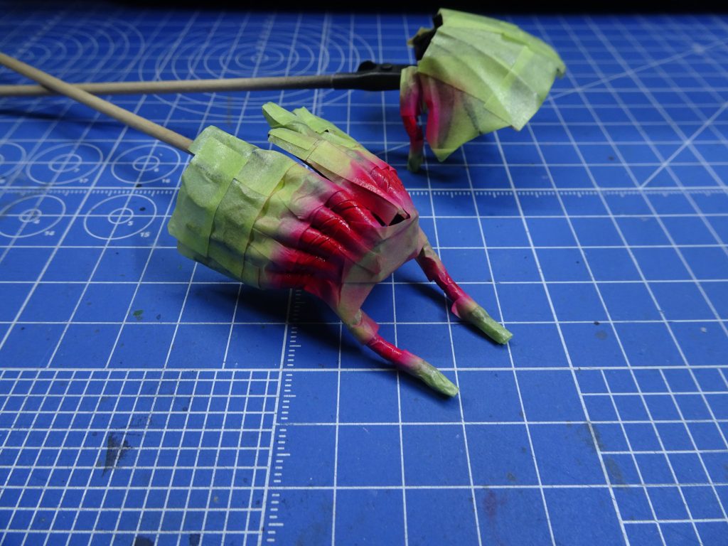 髪の毛塗装も終盤。仮面ライダーOOOのア〇ク制作ではありません･･･