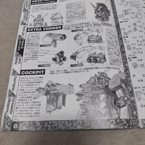 MG GP01-fb箱痛みあり、良心的な値段で譲って頂きました。この頃のMGの説明書の情報量凄いです。コアファイターから作るか？いつも通り下半身から作るか？   （2枚目）