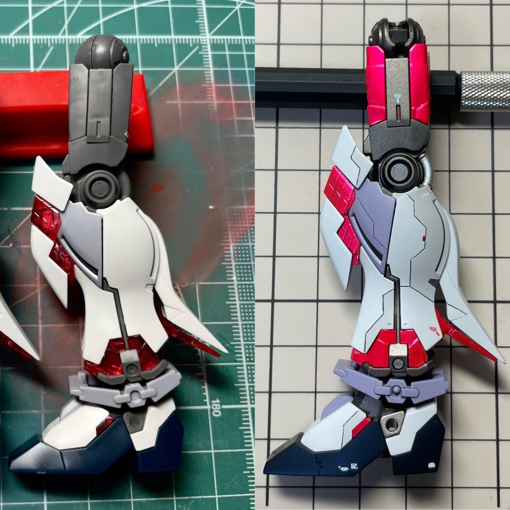 今回一番頑張ったのは、地味に脚かもしれません。見えないですが、足首のシリンダーはチタンフィニッシュシートでメリハリを出しています。