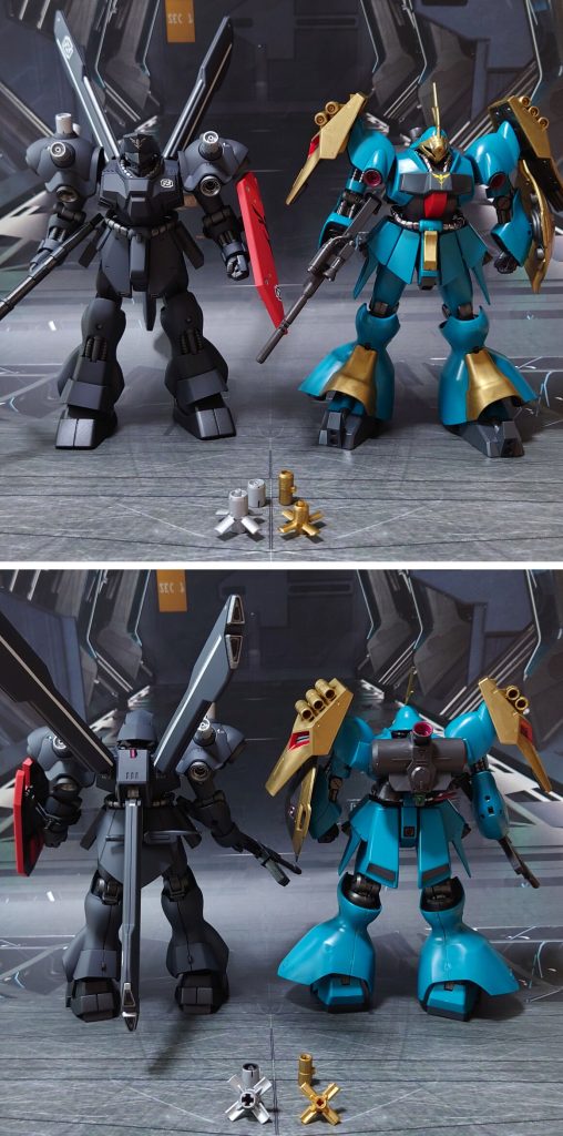 平行世界の同一存在？となるヤクト・ドーガ(ギュネイ・ガス専用機)との比較。