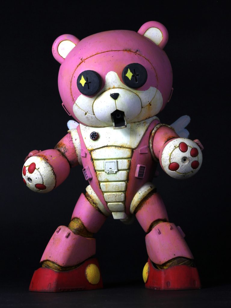 黒背景ドッティングにより、装甲表面に色んな色をのせて表情付け汚しは錆を中心に。