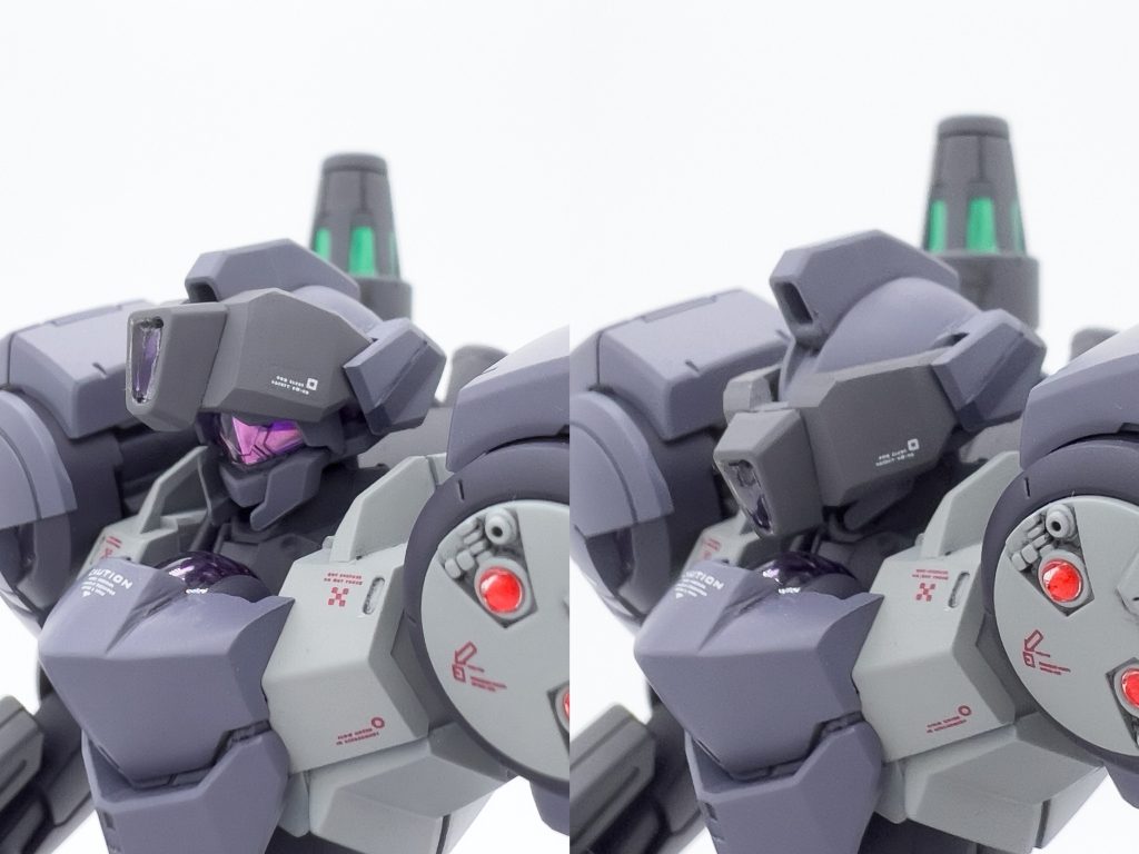 狙撃機といえばな頭部バイザーはしっかり可動します。原型はもはや無いのですが、一応「アクションベースについてくるビス留め用パーツ」がベースになっています。