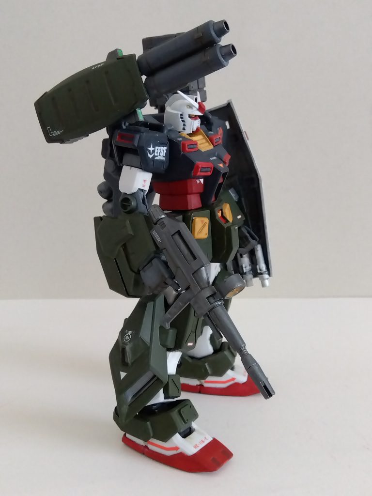 背部のダブルビームキャノンは雑誌付録の物を、ミサイルポッドはボールデンアームアームズを使用しました。接続しているアームはMSGの物です。