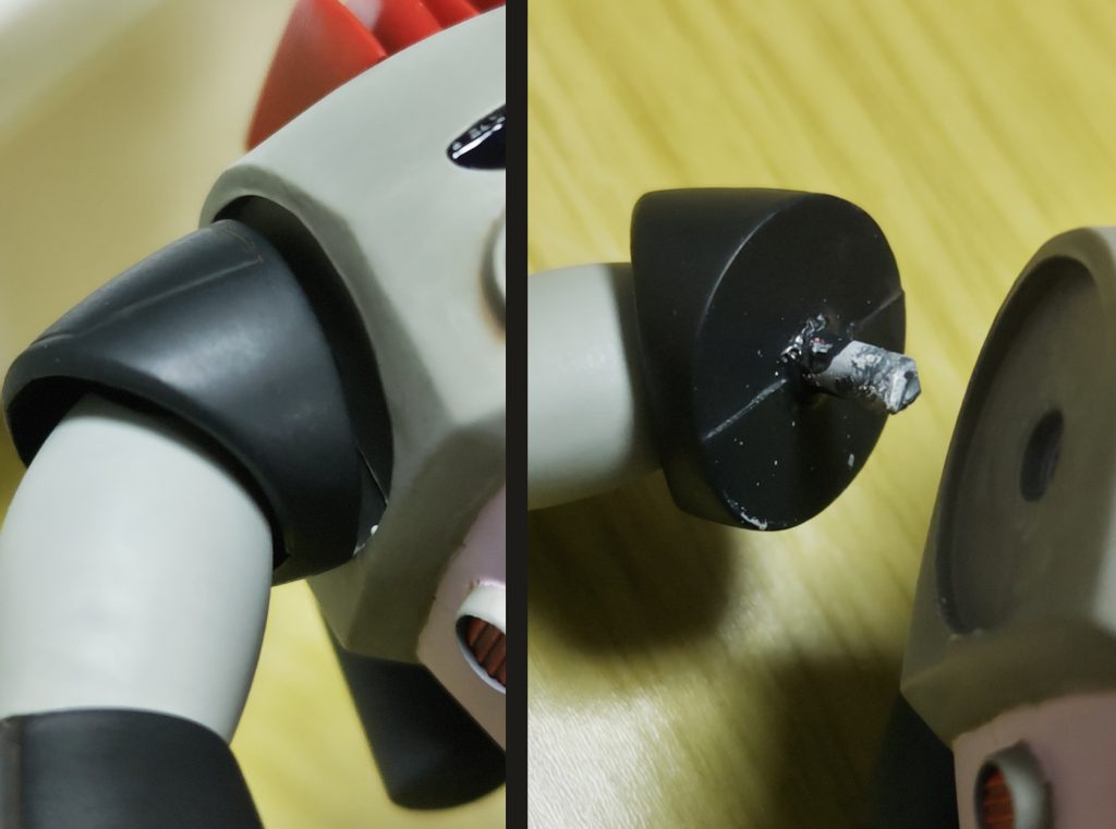 今までこの手の工作をしたことがなかったのですが、特に難しいと感じたのが、軸を垂直に固定することです。できるだけ垂直に近付けて固定しているつもりでも、結局斜めになって、接続するとすき間ができます。一旦ぴたりと接続した状態にしてから、軸を固定するのが確実なんでしょうが、パーツの形状によってはそれも難しいんですよね。