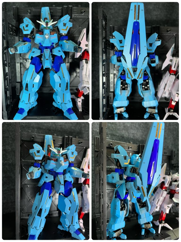 こちらが、彦星役の「ルブリス星」。ウルをベースにライトブルーと青にしました。そこに、デカールと100均の装飾テープ金を追加しました。