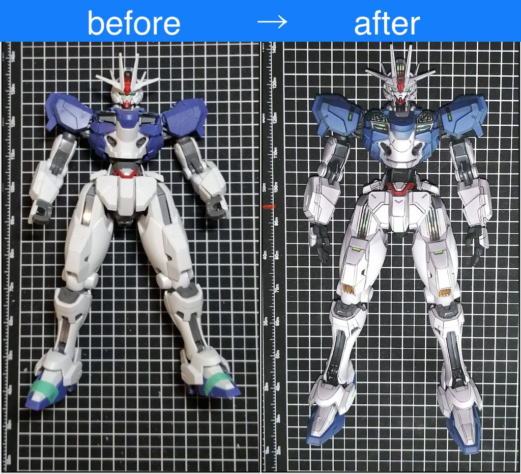 プロポーションビフォーアフター。腕3mm、腹部1.5mm、脛、、、確か3mm、足首2mmの延長。