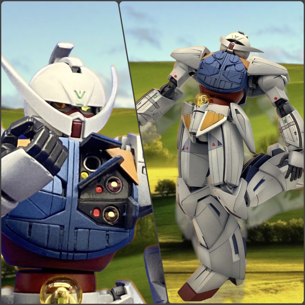 胸部の前面はほぼマルチパーパスサイロ。本来の用途はミサイル発射管だと思いますが、ミサイルがないのでそんなシーンはありません。航空爆弾?を収めて投擲したり、牛を運んだりと便利に使います。戦争に嫌気がさした敵士官から安全な場所に捨てるよう託された核弾頭(発掘品)、味方にも伏せてここに隠しますが、サイズが合わずガラゴロ暴れて怖いので土をスペーサーにします。どこかから土が漏れて嵩が減るので、たまにコソコソと足しているのが妙にリアル。片足トントンして具合を確認するガンダムが、ヒヤヒヤしつつも可愛いシーンです😊因みに核弾頭は39話で月に落ちる小惑星を止めるために使用しますが、この段階ではミサイルに収まっているものの、やはり投擲でした。「人が作ったものなら人を救ってみせろー!」