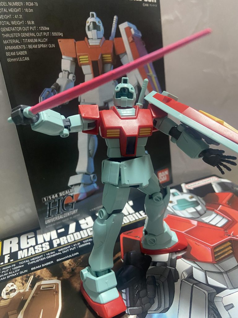 ジオン軍モビルスーツとの白兵戦をイメージしました✨️少しMGのジムのパッケージ絵を真似してみました！