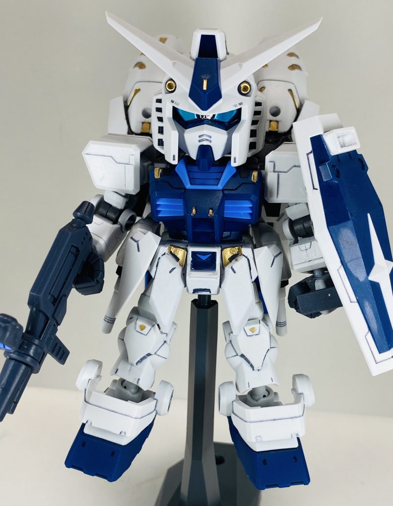 ◆正面◆足→太もも部分を8mmほど延長。腰アーマー→ビルドダイバーズRe:RISEシリーズのキットの余剰パーツを流用して作成。