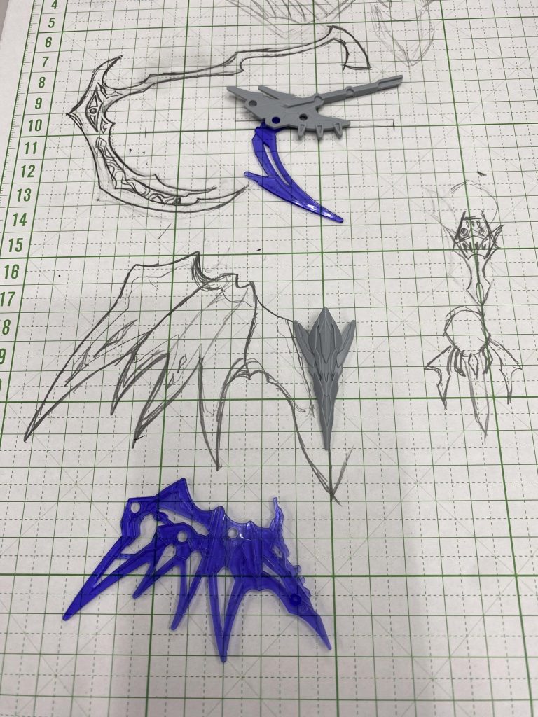 方眼紙で試作＆プリンタで倍率変えてコピーしサイズ調整