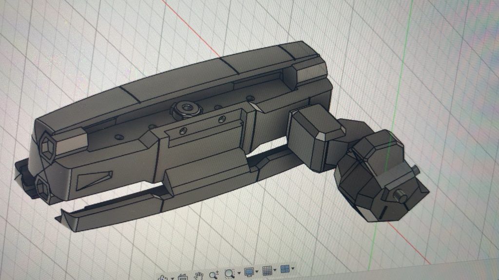バックパックの3Dモデル。基本的には左右、上下対称なので、モデリングしたパーツは実際はそんなに多くありません。