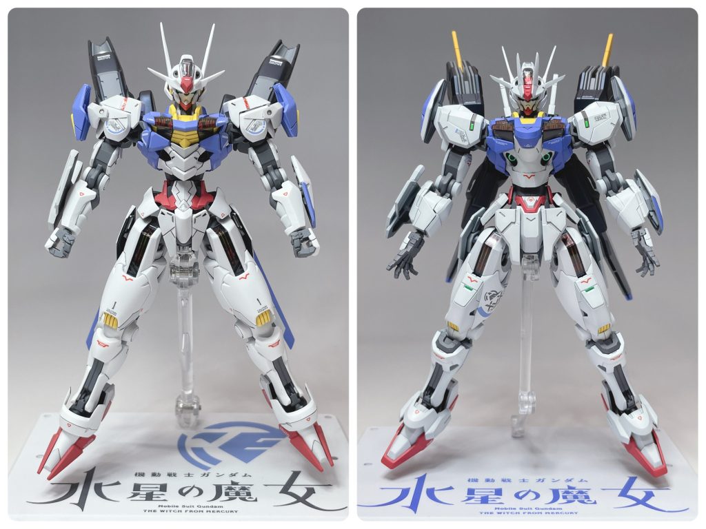 最後に、初期型との2ショットです。改修型とはいえ、ほぼ全てのパーツが新規なので、別物ともいえそうな2機ですが、カラーリングを合わせることで、初期型と改修型に連続性が保てたと思います。