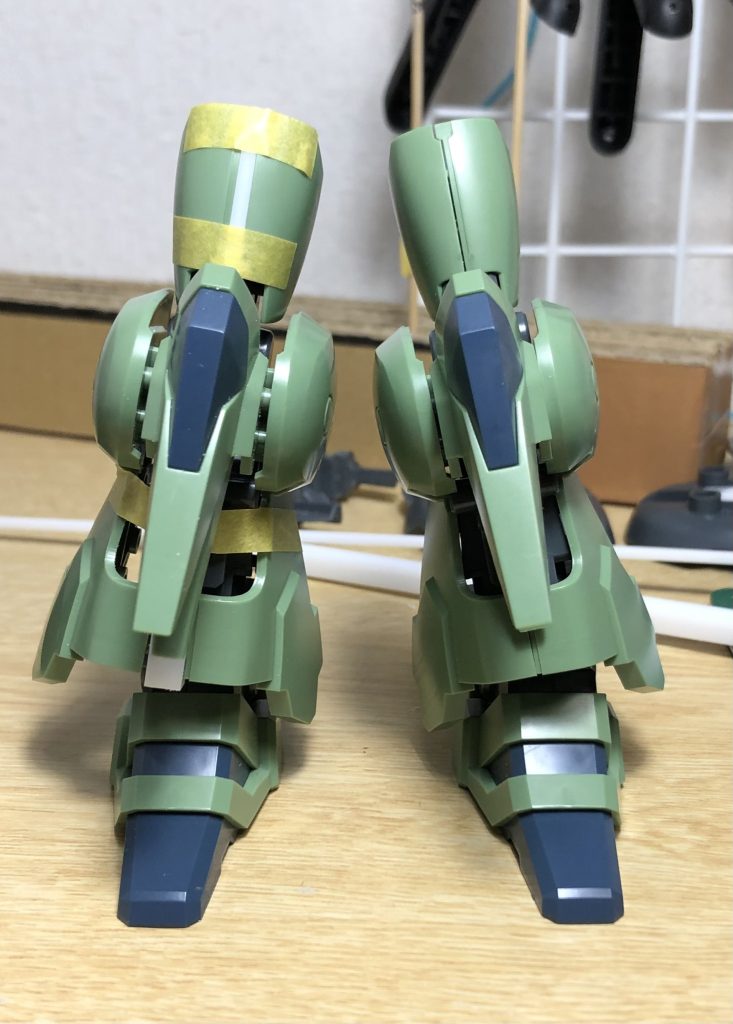 足を太ましく!太もも2mm、スネ5mm太くしました!写真にはないですが、バランスを取るため、この後足の甲も約4mm太くしました。コレがしたかったんやで!な部分です!